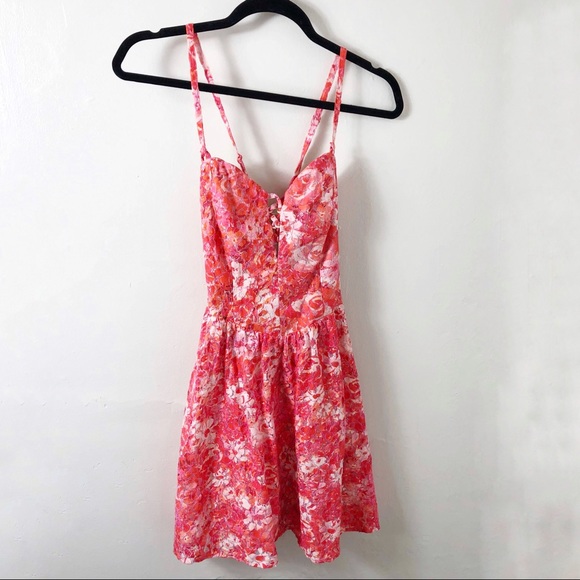 [SOLD] Guess Pink Orange Floral Fit Flare Dress - Picture 2 of 7